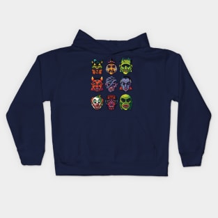 Retro Halloween Masks Kids Hoodie